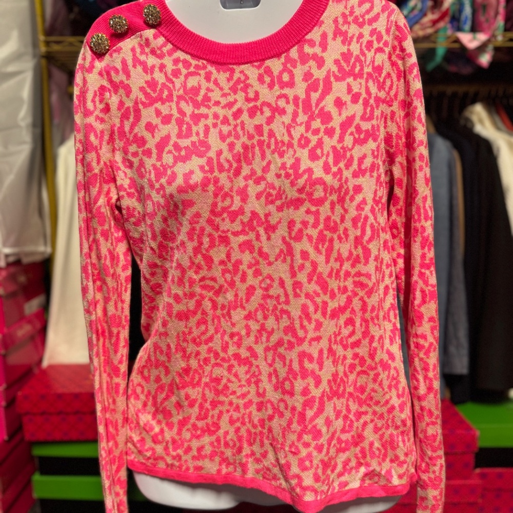 Lilly Pulitzer Morgen Jacquard Sweater - Pink Topaz My Favorite Spot (Size XS)